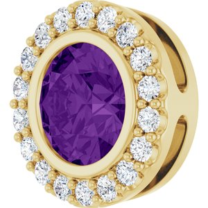 14K Yellow Gold Natural Amethyst & 1/4 CTW Natural Diamond Halo-Style Pendant