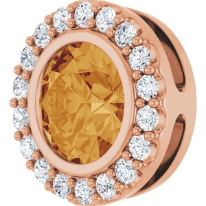 14K Rose Gold Natural Citrine & 1/4 CTW Natural Diamond Halo-Style Pendant