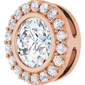 14K Rose Gold Lab-Grown Moissanite & 1/4 CTW Natural Diamond Halo-Style Pendant