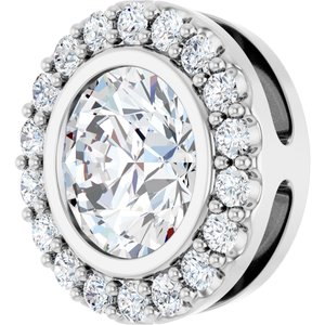 Sterling Silver Lab-Grown Moissanite & 1/4 CTW Natural Diamond Halo-Style Pendant
