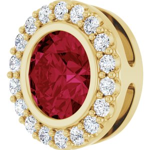 14K Yellow Gold Lab-Grown Ruby & 1/4 CTW Natural Diamond Halo-Style Pendant