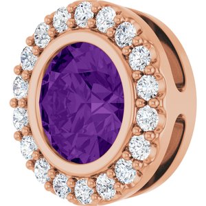 14K Rose Gold Natural Amethyst & 1/4 CTW Natural Diamond Halo-Style Pendant