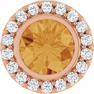 14K Rose Gold Natural Citrine & 1/4 CTW Natural Diamond Halo-Style Pendant