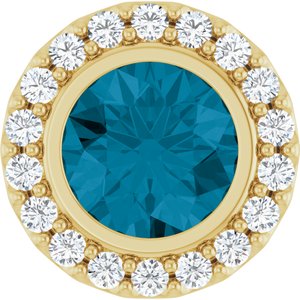 14K Yellow Gold Natural London Blue Topaz & 1/4 CTW Natural Diamond Halo-Style Pendant