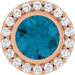 14K Rose Gold Natural London Blue Topaz & 1/4 CTW Natural Diamond Halo-Style Pendant
