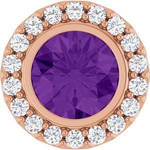 14K Rose Gold Natural Amethyst & 1/4 CTW Natural Diamond Halo-Style Pendant