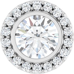 14K White Gold Lab-Grown Moissanite & 1/4 CTW Natural Diamond Halo-Style Pendant