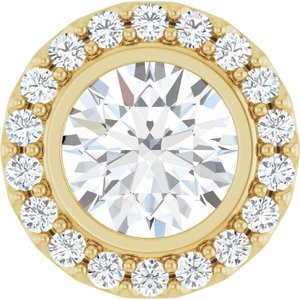 14K Yellow Gold Lab-Grown Moissanite & 1/4 CTW Natural Diamond Halo-Style Pendant