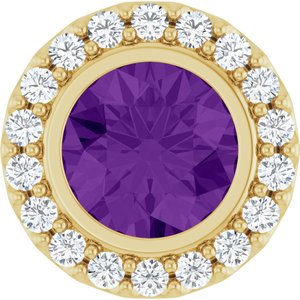 14K Yellow Gold Natural Amethyst & 1/4 CTW Natural Diamond Halo-Style Pendant
