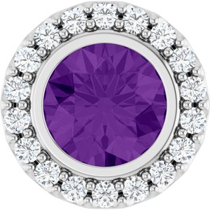 14K White Gold Natural Amethyst & 1/4 CTW Natural Diamond Halo-Style Pendant