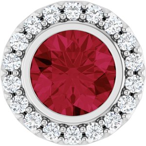 Platinum Lab-Grown Ruby & 1/4 CTW Natural Diamond Halo-Style Pendant