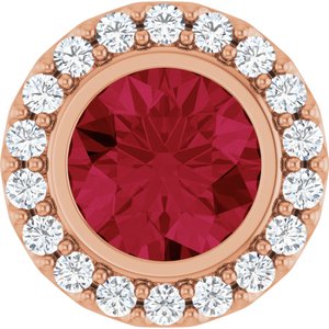 14K Rose Gold Lab-Grown Ruby & 1/4 CTW Natural Diamond Halo-Style Pendant
