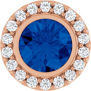 14K Rose Gold Lab-Grown Blue Sapphire & 1/4 CTW Natural Diamond Halo-Style Pendant