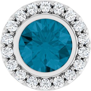 Platinum Natural London Blue Topaz & 1/4 CTW Natural Diamond Halo-Style Pendant