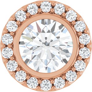 14K Rose Gold Lab-Grown Moissanite & 1/4 CTW Natural Diamond Halo-Style Pendant