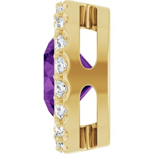 14K Yellow Gold Natural Amethyst & 1/4 CTW Natural Diamond Halo-Style Pendant