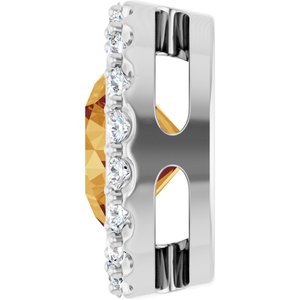 Platinum Natural Citrine & 1/4 CTW Natural Diamond Halo-Style Pendant