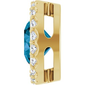 14K Yellow Gold Natural London Blue Topaz & 1/4 CTW Natural Diamond Halo-Style Pendant