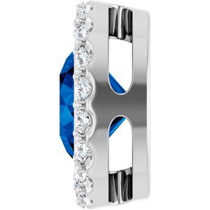 Sterling Silver Lab-Grown Blue Sapphire & 1/4 CTW Natural Diamond Halo-Style Pendant