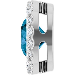 Platinum Natural London Blue Topaz & 1/4 CTW Natural Diamond Halo-Style Pendant
