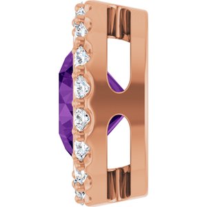 14K Rose Gold Natural Amethyst & 1/4 CTW Natural Diamond Halo-Style Pendant