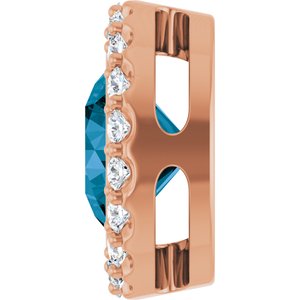 14K Rose Gold Natural London Blue Topaz & 1/4 CTW Natural Diamond Halo-Style Pendant