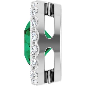14K White Gold Lab-Grown Emerald & 1/4 CTW Natural Diamond Halo-Style Pendant