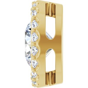 14K Yellow Gold Lab-Grown Moissanite & 1/4 CTW Natural Diamond Halo-Style Pendant
