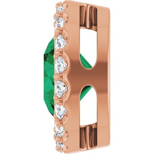 14K Rose Gold Lab-Grown Emerald & 1/4 CTW Natural Diamond Halo-Style Pendant