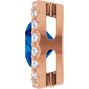14K Rose Gold Lab-Grown Blue Sapphire & 1/4 CTW Natural Diamond Halo-Style Pendant