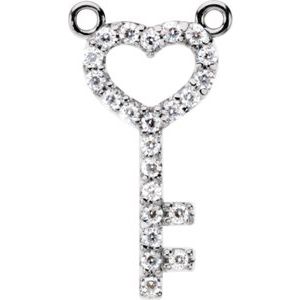 14K X1 White Gold Key Necklace Center