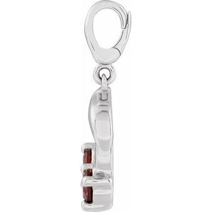 Sterling Silver Natural Mozambique Garnet Two-Stone Cherry Charm/Pendant – image 2