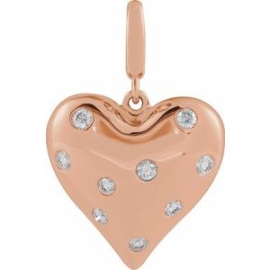 14K Rose Gold 1/6 CTW Natural Diamond Puffed Heart Charm/Pendant
