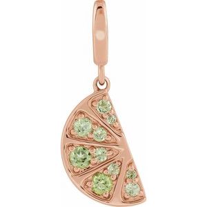 14K Rose Gold Natural Peridot Lime Wedge Charm/Pendant