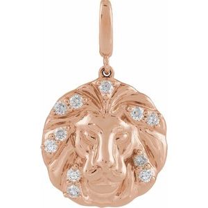 14K Rose Gold 1/5 CTW Natural Diamond Lion Charm/Pendant