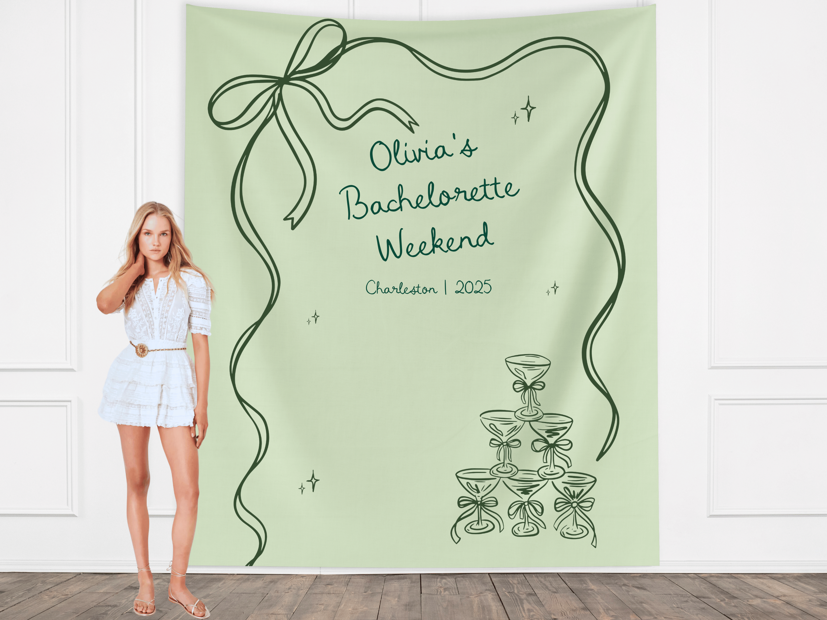 Bow & Champagne Custom Banner