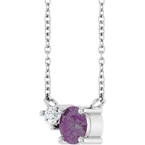 Platinum Lab-Grown Alexandrite & .06 CT Natural Diamond 18" Necklace