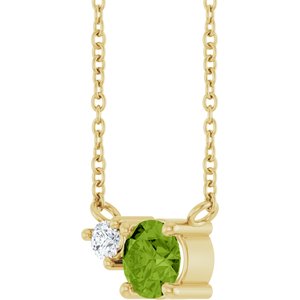 14K Yellow Gold Natural Peridot & .06 CT Natural Diamond 18" Necklace