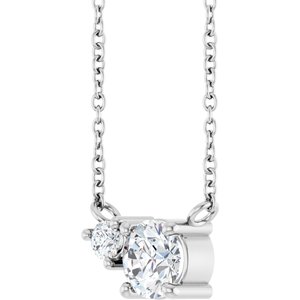 14K White Gold Lab-Grown Moissanite & .06 CT Natural Diamond 18" Necklace