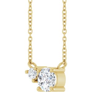14K Yellow Gold Lab-Grown Moissanite & .06 CT Natural Diamond 18" Necklace