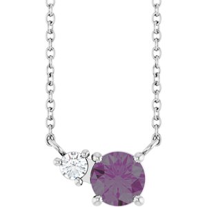 Platinum Lab-Grown Alexandrite & .06 CT Natural Diamond 18" Necklace