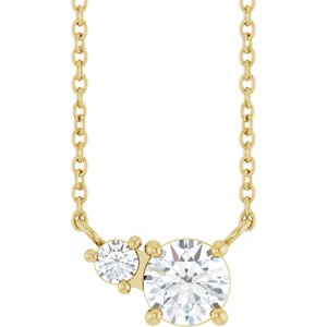14K Yellow Gold Lab-Grown Moissanite & .06 CT Natural Diamond 18" Necklace