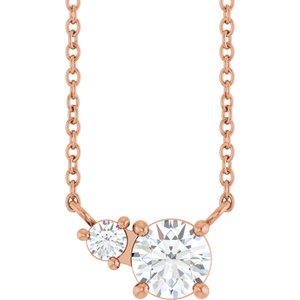 14K Rose Gold Lab-Grown Moissanite & .06 CT Natural Diamond 18" Necklace