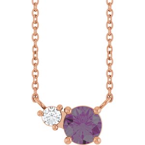 14K Rose Gold Lab-Grown Alexandrite & .06 CT Natural Diamond 18" Necklace