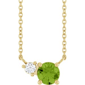 14K Yellow Gold Natural Peridot & .06 CT Natural Diamond 18" Necklace