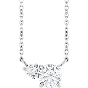Platinum Lab-Grown Moissanite & .06 CT Natural Diamond 18" Necklace