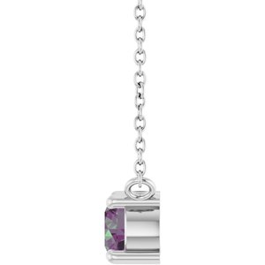 14K White Gold Lab-Grown Alexandrite & .06 CT Natural Diamond 18" Necklace