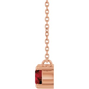 14K Rose Gold Natural Mozambique Garnet & .06 CT Natural Diamond 18" Necklace