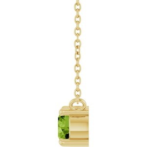 14K Yellow Gold Natural Peridot & .06 CT Natural Diamond 18" Necklace