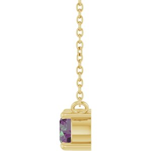 14K Yellow Gold Lab-Grown Alexandrite & .06 CT Natural Diamond 18" Necklace